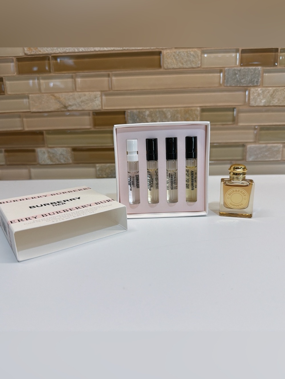 Burberry Pink Gift Set with Gold Accent Mini Bottle